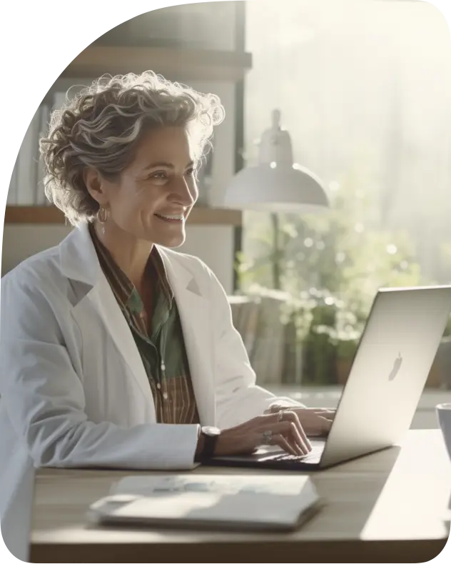 A telestroke neurologists providing teleneuro intensive care to a hospital patient