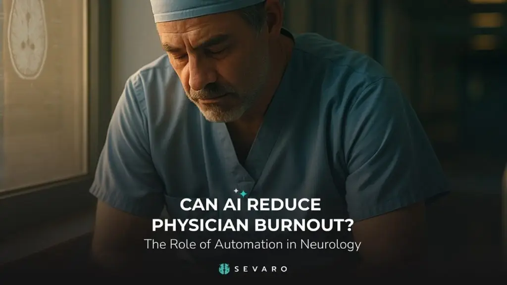 A burned out neurologists looking tired with the title, Can Synapse AI reduce Physician Burnout?